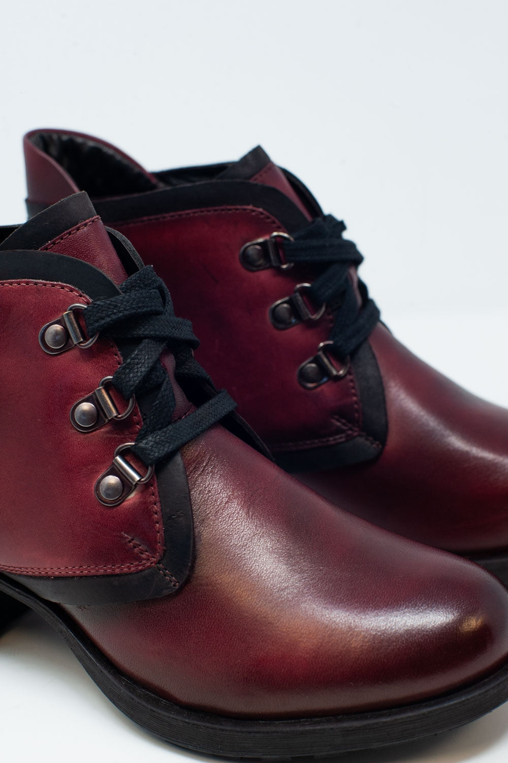 Q2 - Lace Up Boot in Maroon - 1 COLOR -