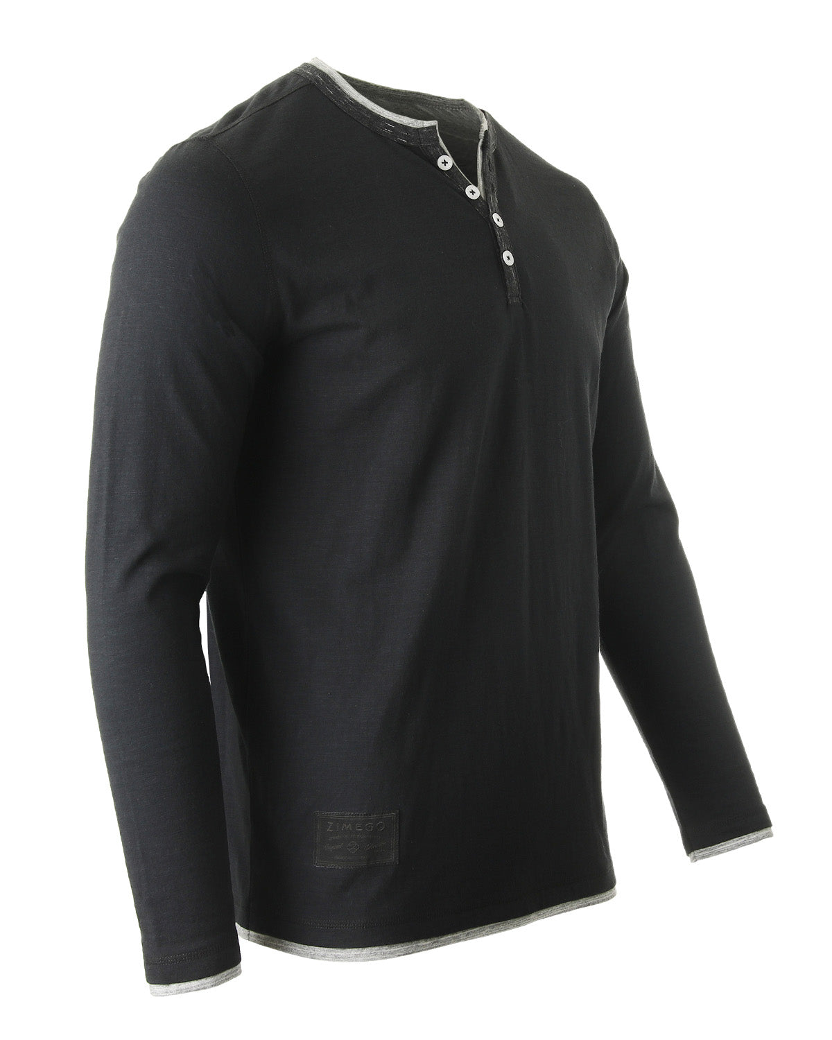 Men’s Long Sleeve Double Layered Y-Neck Fashion Henley - 1 COLOR