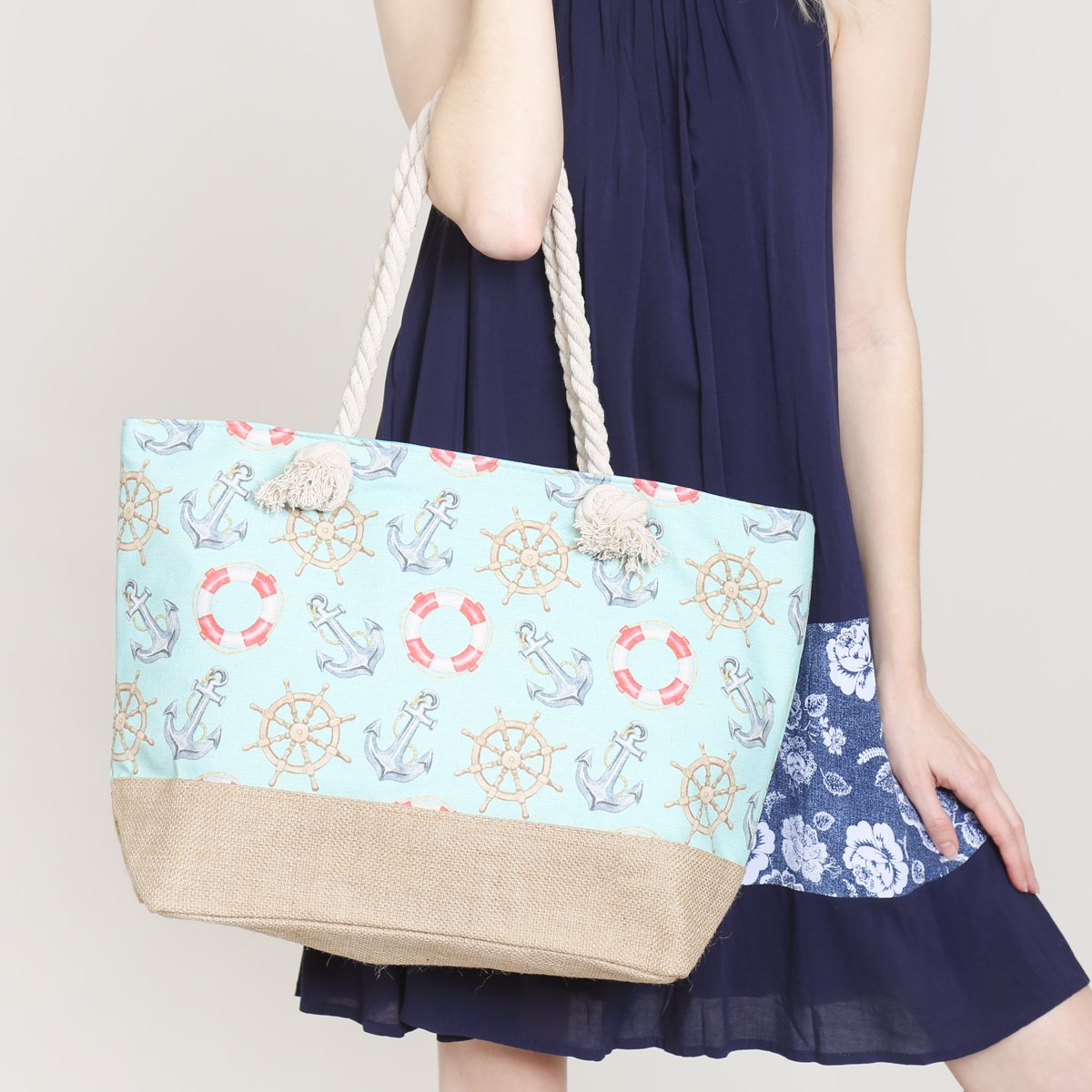 Anchor Print Tote Bags - 8 COLOR STYLES -