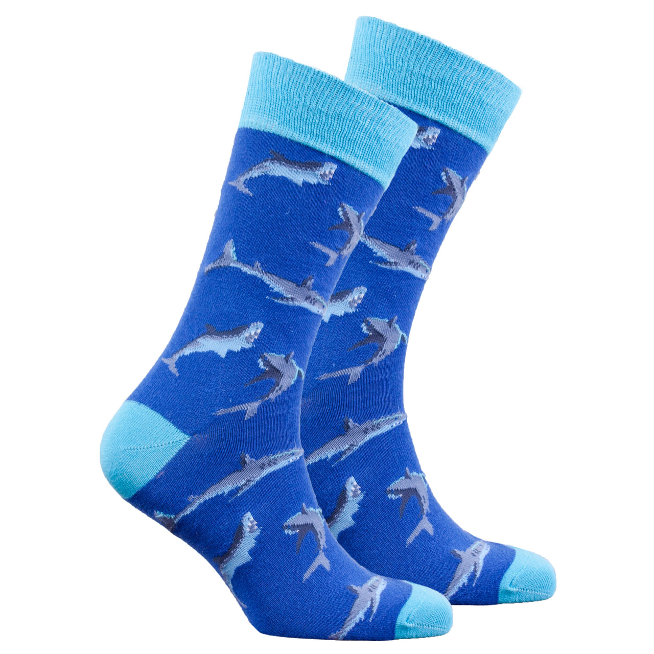 Men's Blue Shark Socks - 1 COLOR -