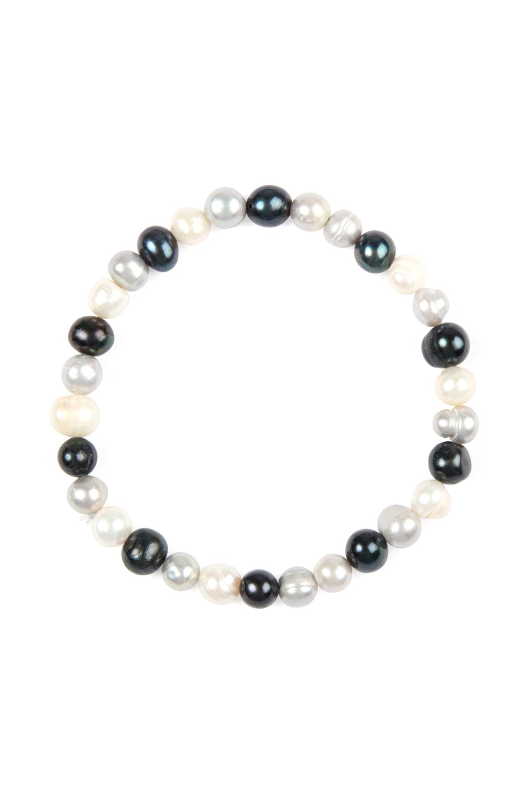 Glass Coated Fresh Pearl Stretch Bracelet - 6 COLORS