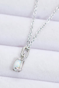 Thumbnail for Opal Pendant 925 Sterling Silver Chain-Link Necklace- T - 2 FINISHES -