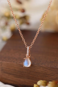 Thumbnail for Natural Moonstone Teardrop Pendant 925 Sterling Silver Necklace - T - 3 FINISHES -