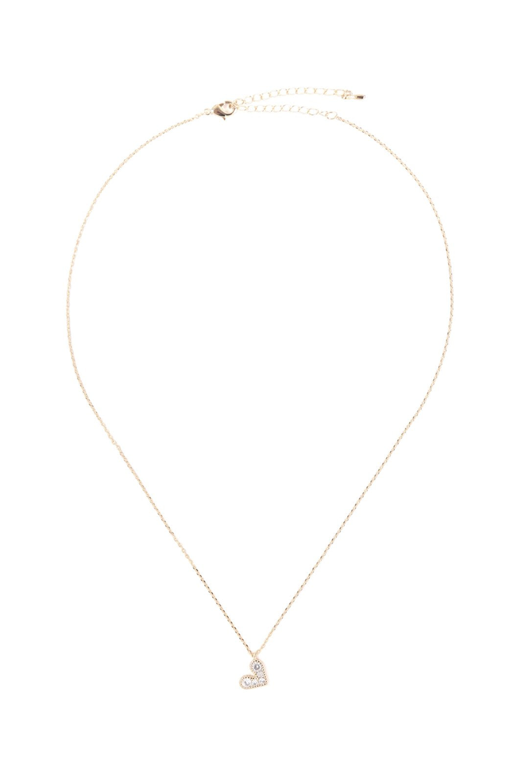 Brass Zirconia Heart Pendant Necklace with 3' extender - 3 COLORS -