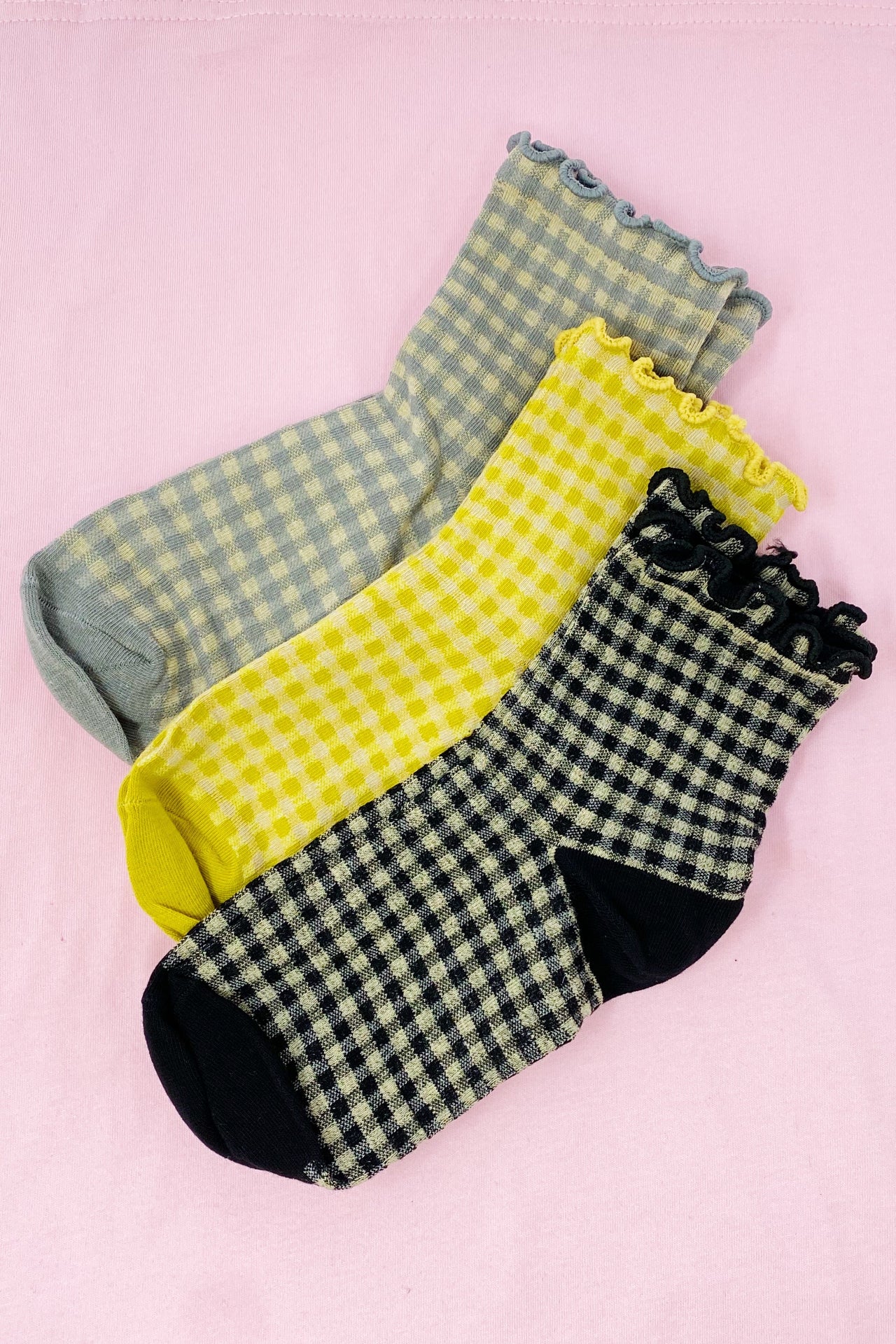 Ellison & Young - Ruffled Edge Gingham Sock Set -