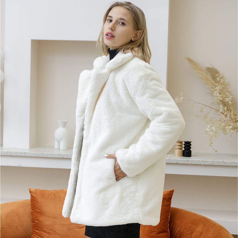 Sharon Tatem - Faux Fur Coat - Elegant Fluffy Thick Warm Artificial Fur Coat - 8 COLORS -