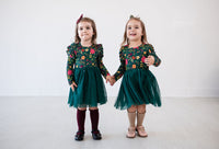 Thumbnail for Eclipse Kids - Long Sleeve Tulle Dress - Moody Flowers - SIZES 2T THRU 11/12 -