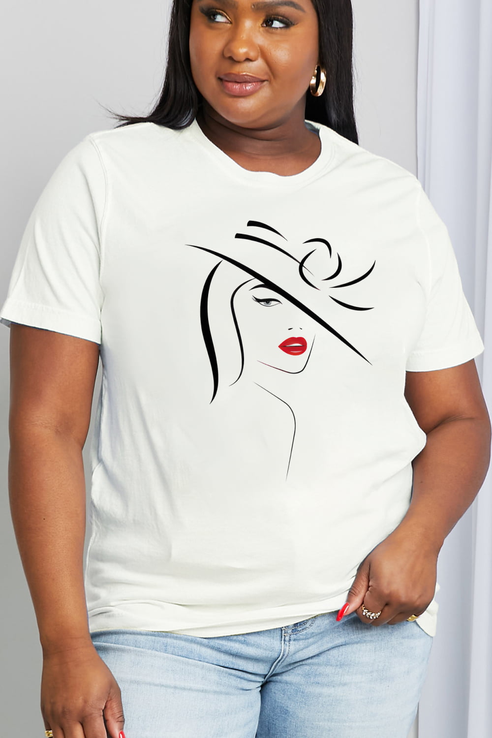 Simply Love Full Size Figure Graphic Cotton Tee - T - 1 COLOR -