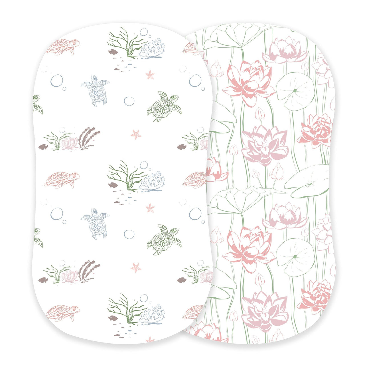 Newcastle - Turtles and Water Lily Bamboo Changing Pad Cover/Bassinet Sheets -