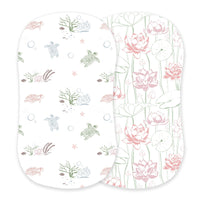 Thumbnail for Newcastle - Turtles and Water Lily Bamboo Changing Pad Cover/Bassinet Sheets -