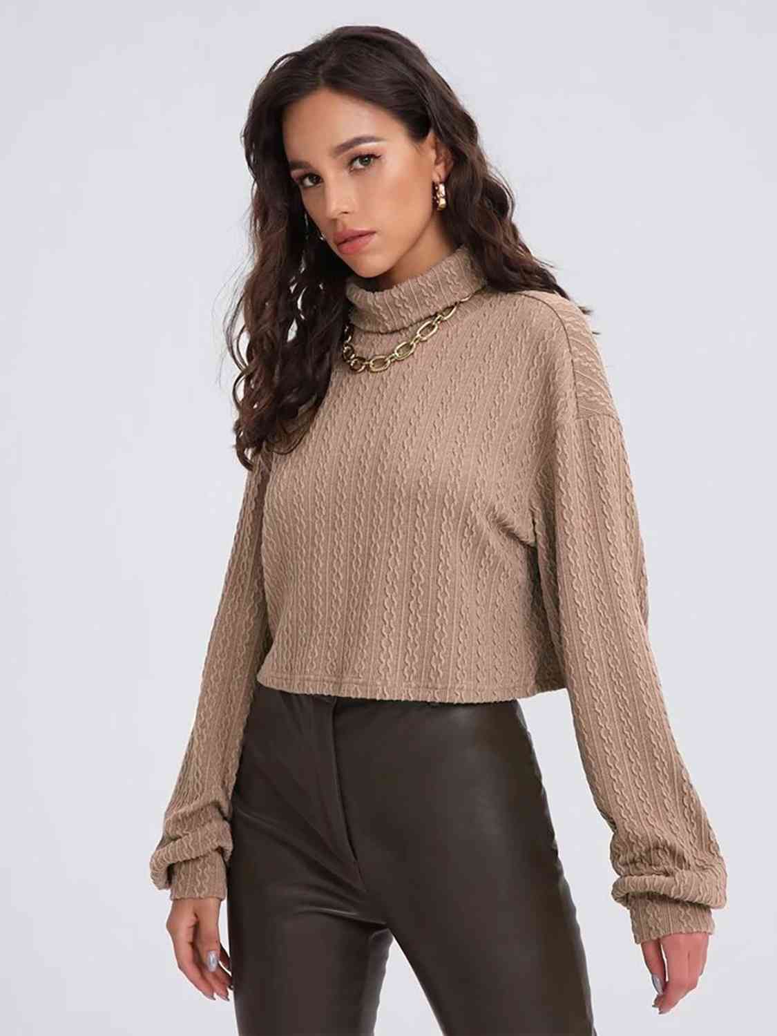 Turtleneck Long Sleeve Top - T - 2 COLORS -