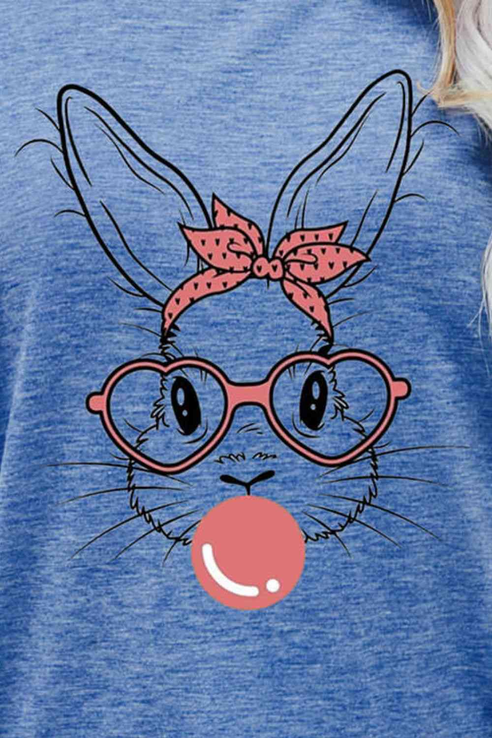 Easter Bunny Graphic Round Neck T-Shirt - T - 6 COLORS -