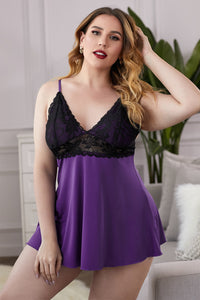 Thumbnail for Lace See-Through Plus Size Chemise - SIZES 1X THRU 5X - 1 PC. - T - 1 COLOR -