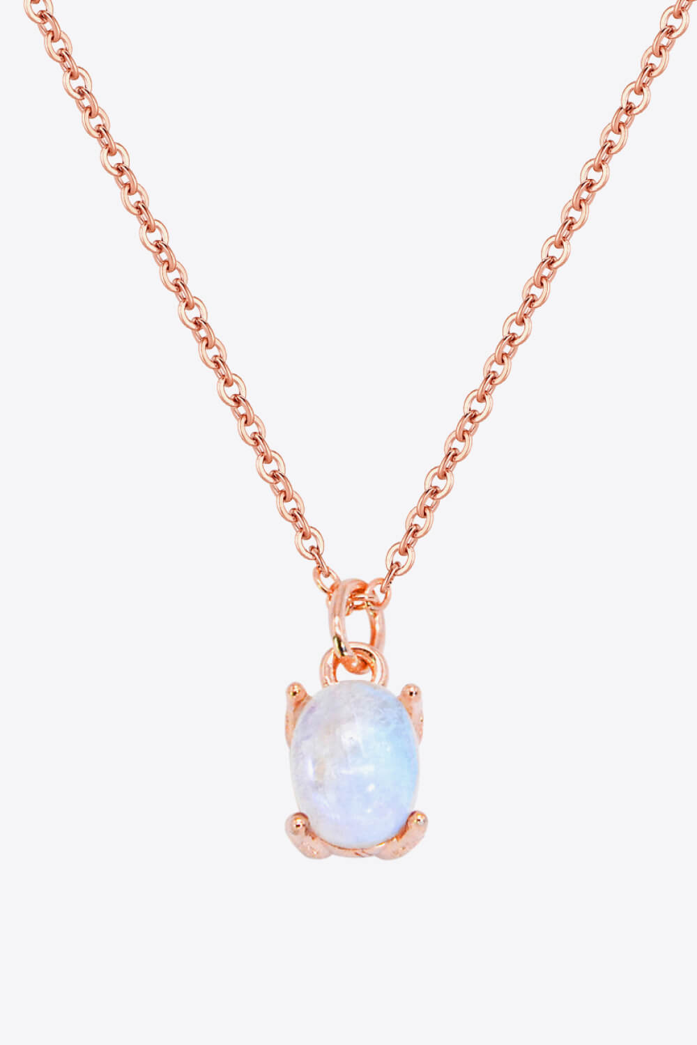 Natural 4-Prong Pendant Moonstone Necklace - T - 2 FINISHES -