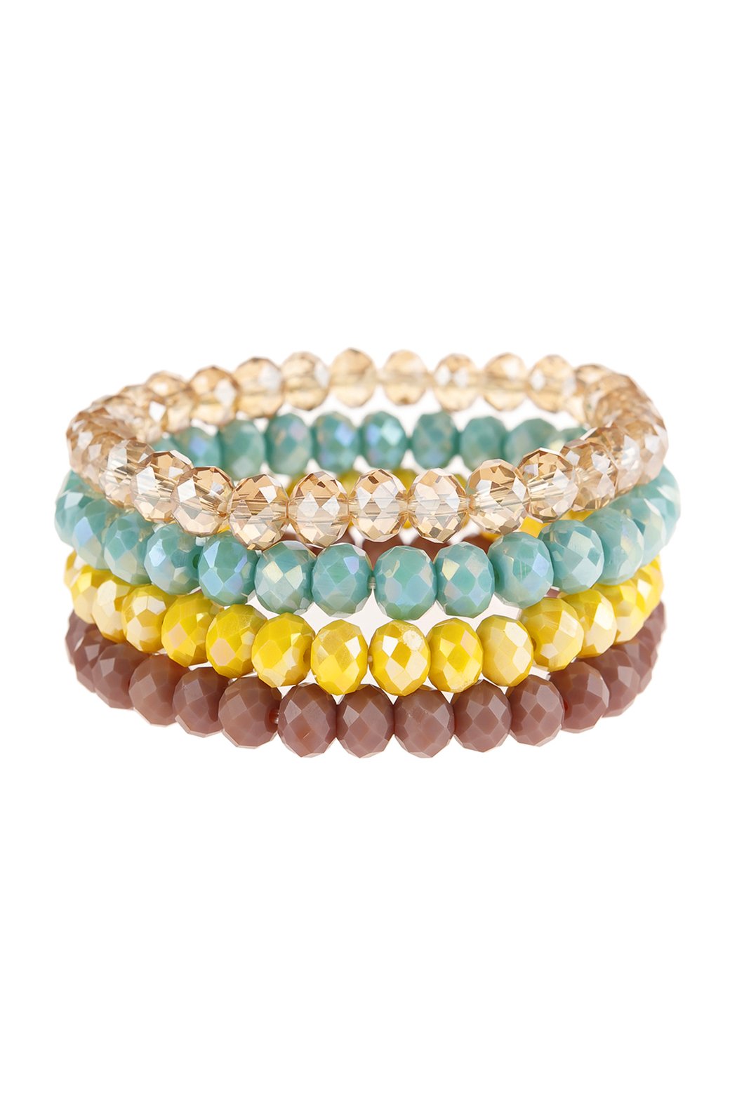 Four-Line Glass Beads Stretch Bracelet - 8 COLORS -