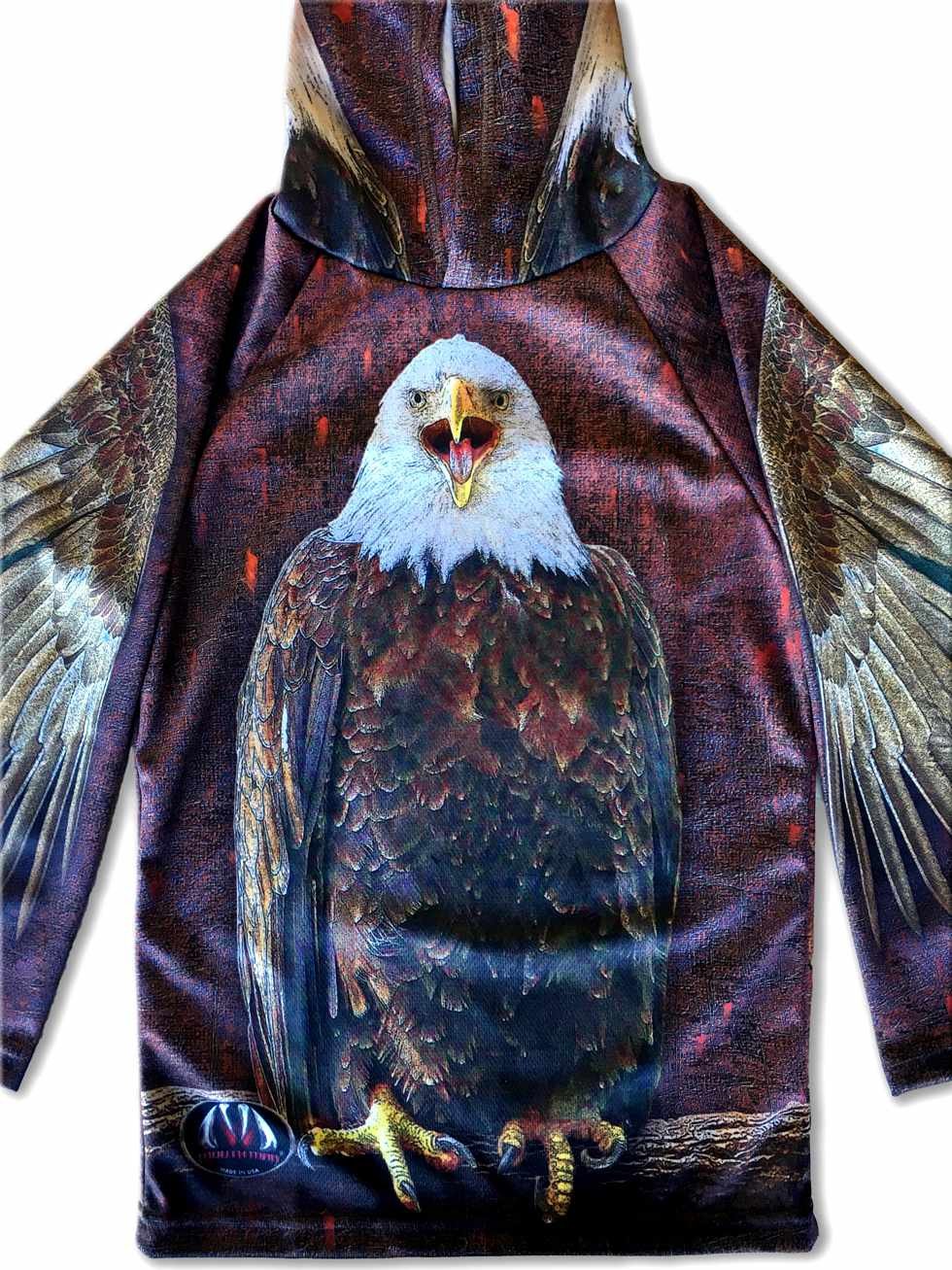 Mouthman - BALD EAGLE Hoodie Sport Shirt by MOUTHMAN® - ADULT SIZES AVAILABLE! - 12 SIZES -