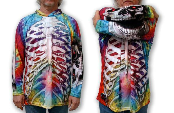 Mouthman - SKELETON in TIE-DYE Hoodie Sport Shirt - ADULT SIZES AVAILABLE! - 10 SIZES -