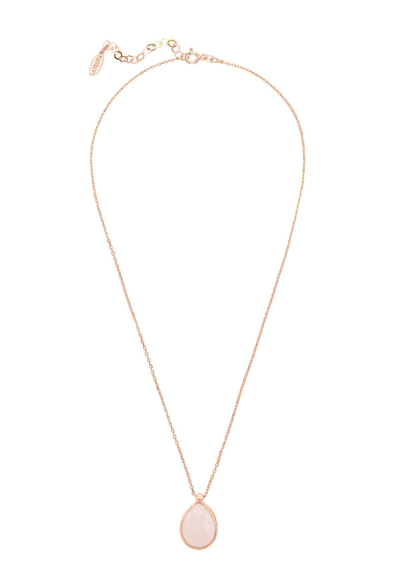 LATELITA - Petite Drop Necklace Rosegold Rose Quartz -