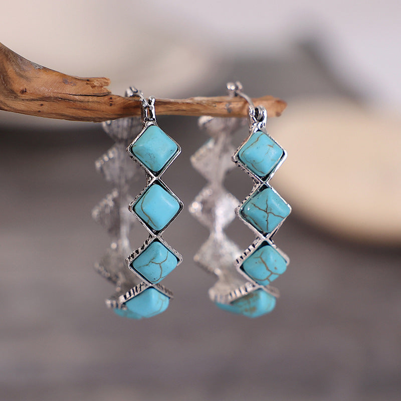 Turquoise Hoop Earrings - T -