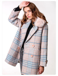 Thumbnail for Luxury & Me - Double Breasted Coat - Plaid - 1 COLOR -