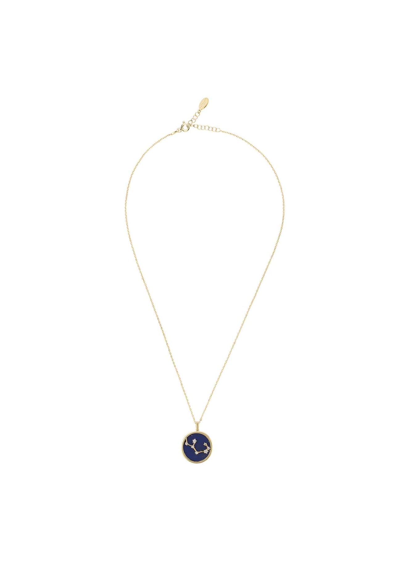 Zodiac Lapis Lazuli Gemstone Star Constellation Pendant Necklace Gold Sagittarius -