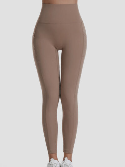 Pocketed High Waist Active Leggings - T - 4 COLORS -