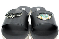 Thumbnail for SAND BY SAYA N.Y. - Eyes- Waterproof Espadrille Flat Black and Blue Rhine Stone Beads Embellished - 3 COLORS -