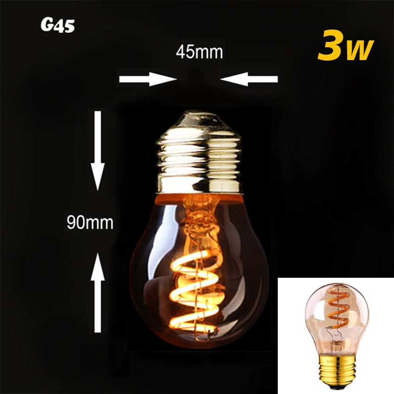 Retro Dimmable LED Edison Bulb E27 3W Gold Spiral Filament ST64 G125 Ampoule LED Lamp Incandescent Chandelier Decorative Lighting - [15 DAY DELIVERY] - 13 BULB TYPES - 2 WATTAGES -