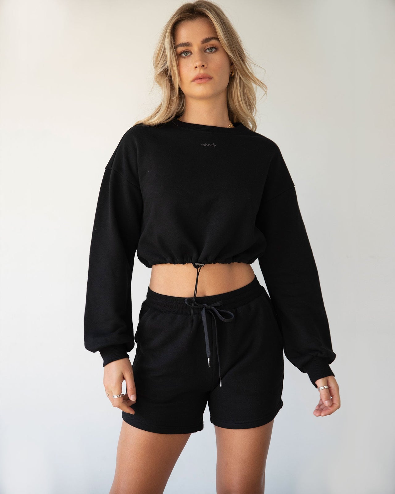 Rebody - Puff Sleeve Crop Sweatshirt - 2 COLORS -