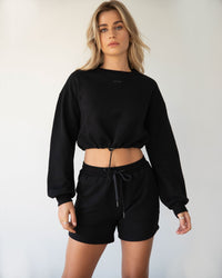 Thumbnail for Rebody - Puff Sleeve Crop Sweatshirt - 2 COLORS -