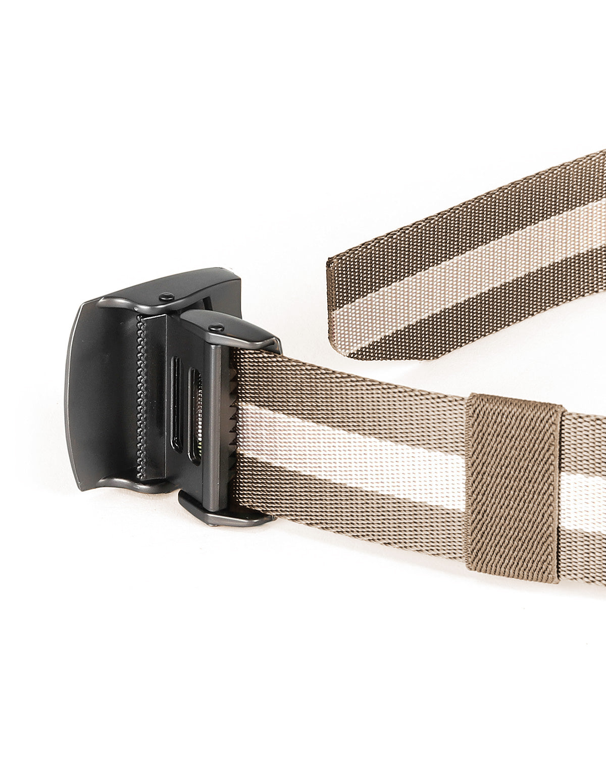 Mens One Size Adjustable Strap Stripe Nylon Web Belt With Metal Buckle - 6 COLORS -