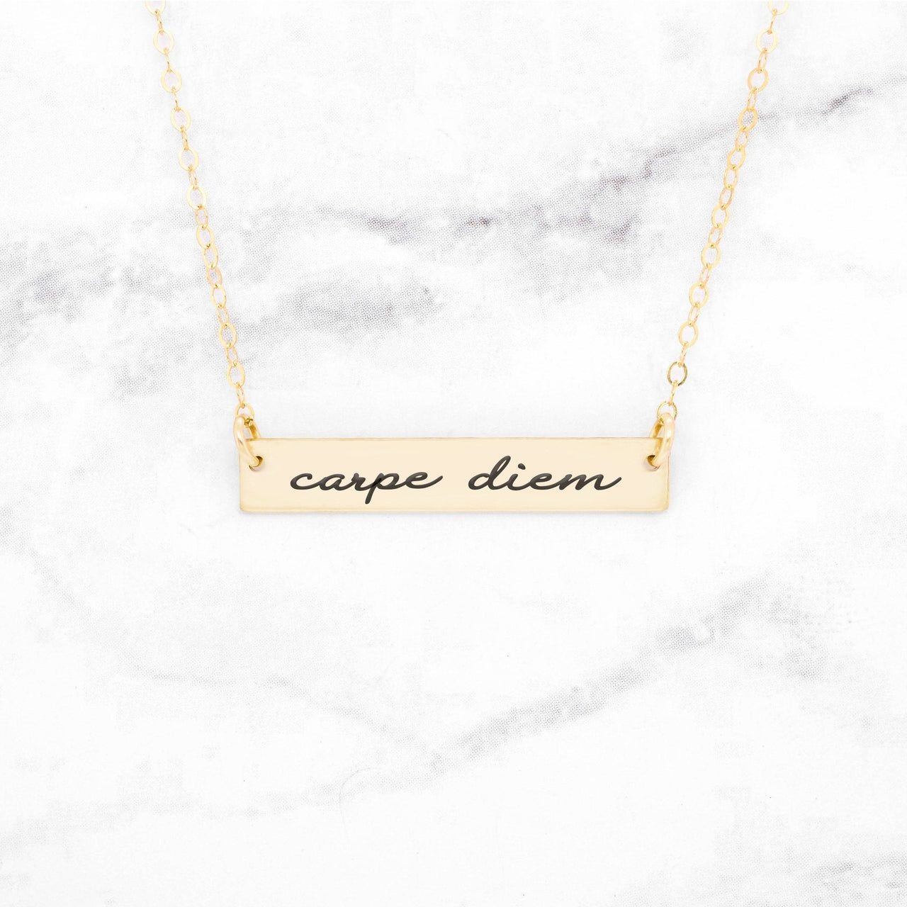 Carpe Diem Necklace - Rose Gold Quote Necklace -