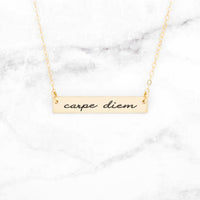 Thumbnail for Carpe Diem Necklace - Rose Gold Quote Necklace -