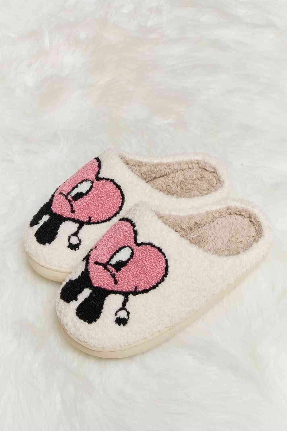 Melody Love Heart Print Plush Slippers - T - 2 COLORS -