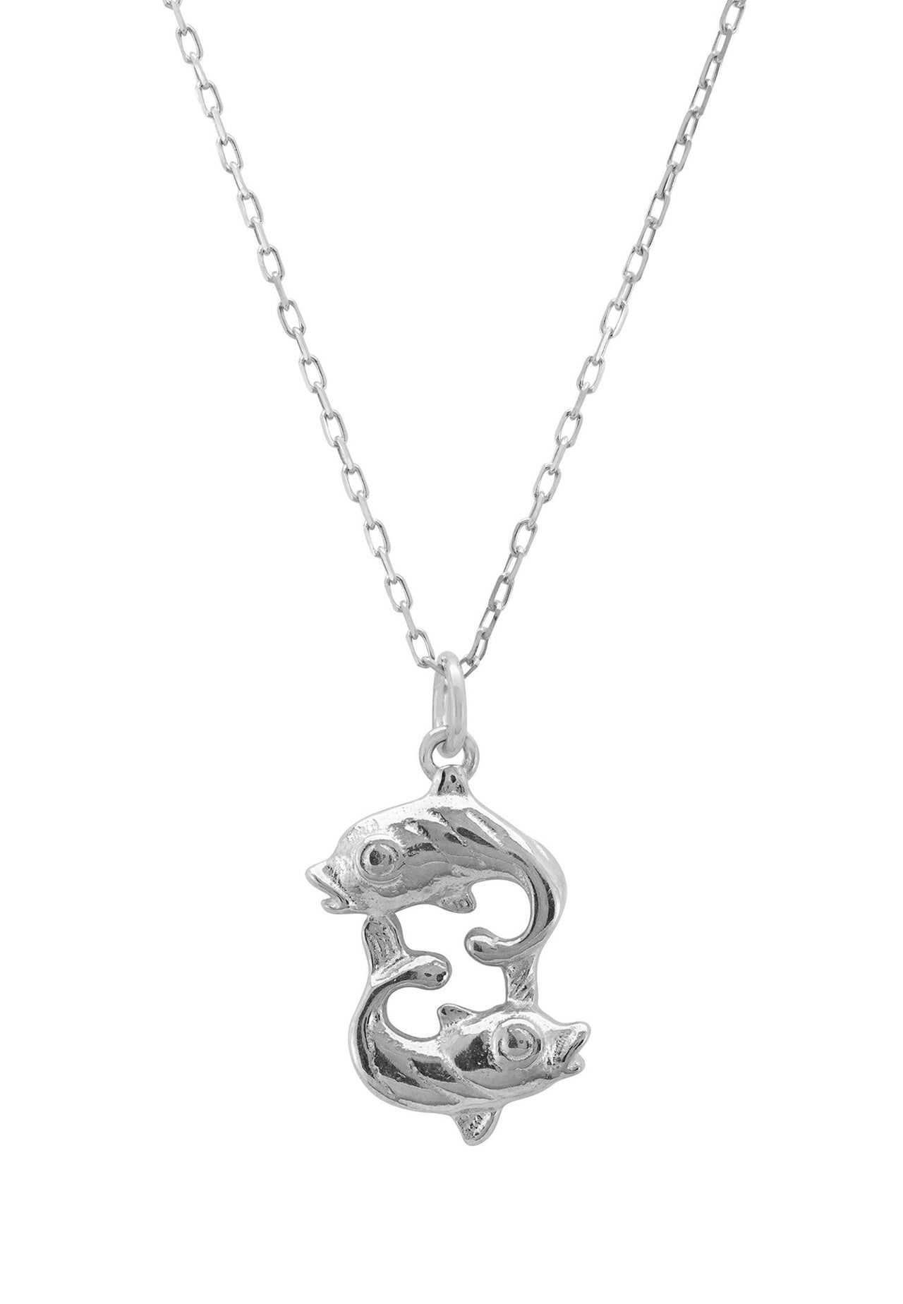 Zodiac Star Sign Necklace Silver Pisces -