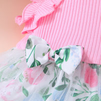 Thumbnail for Baby Girl Floral Bow Detail Dress - T - 5 SIZES - 1 COLOR -