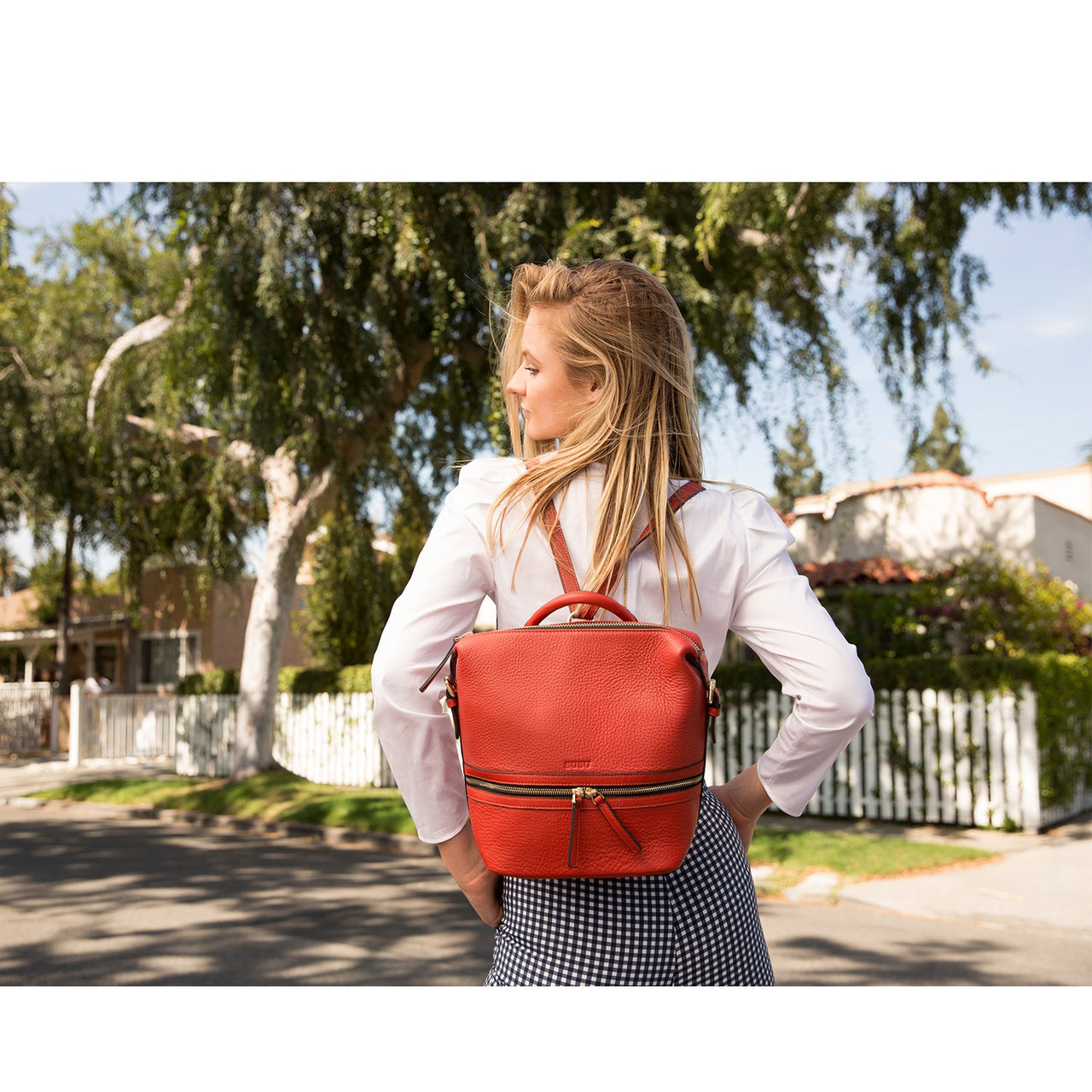 Ashley Red Leather Backpack Purse -