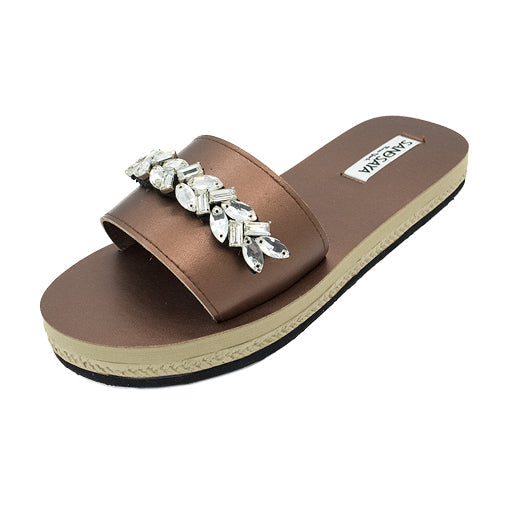 SAND BY SAYA N.Y. - Greenwich - Crystal Rhine Stone Embellished Waterproof Espadrille Flat - 3 COLORS -