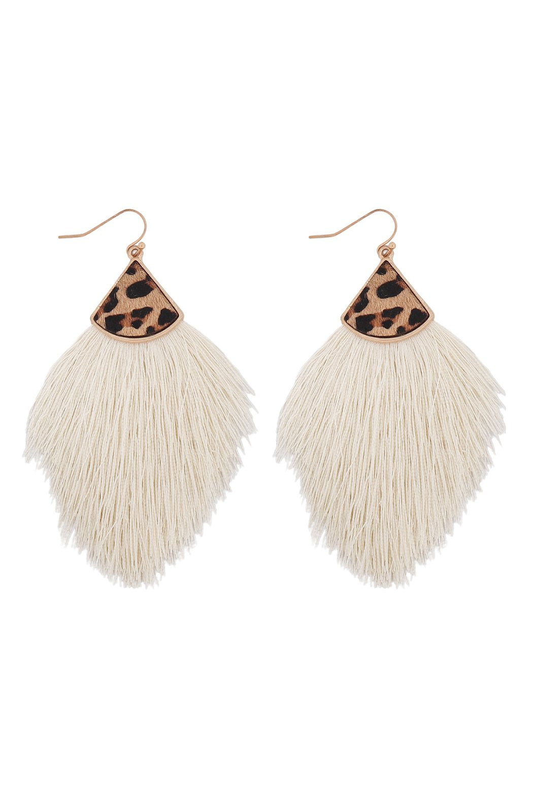 Leopard Real Leather Tassel Hook Earrings - 9 COLORS -