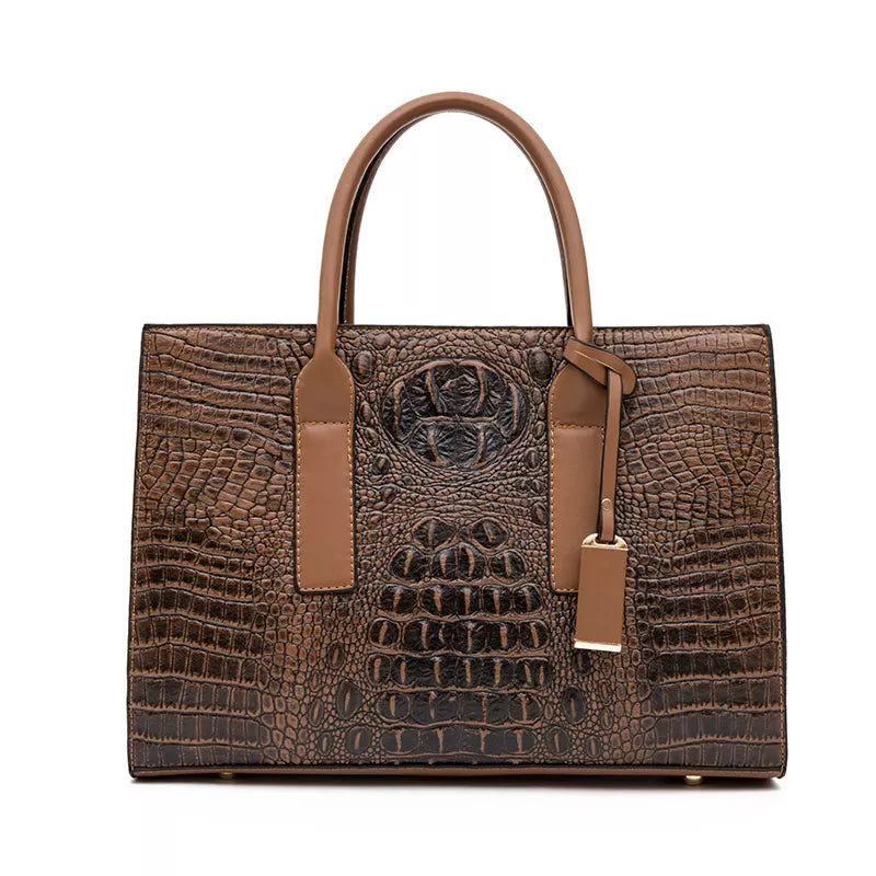 Savoy - Ashbury Faux Crocodile Handbag Set (3-Pack) - Brown -