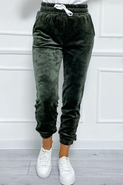 Wide Waistband Drawstring Cropped Joggers - T - 6 COLORS -