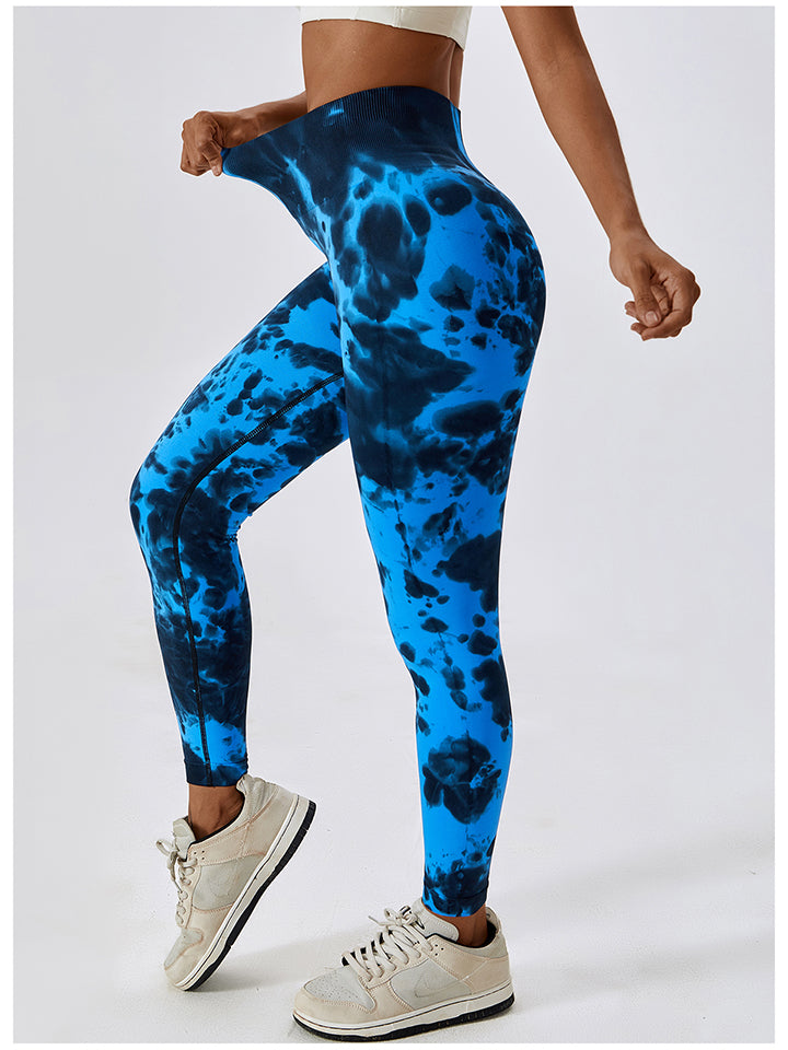 Tie Dye Wide Waistband Active Leggings - T - 7 COLORS -