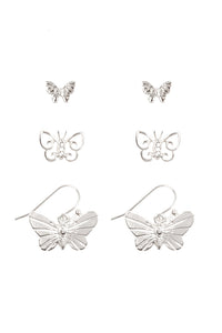 Thumbnail for Butterfly Three-Set Earrings - 2 FINISHES -