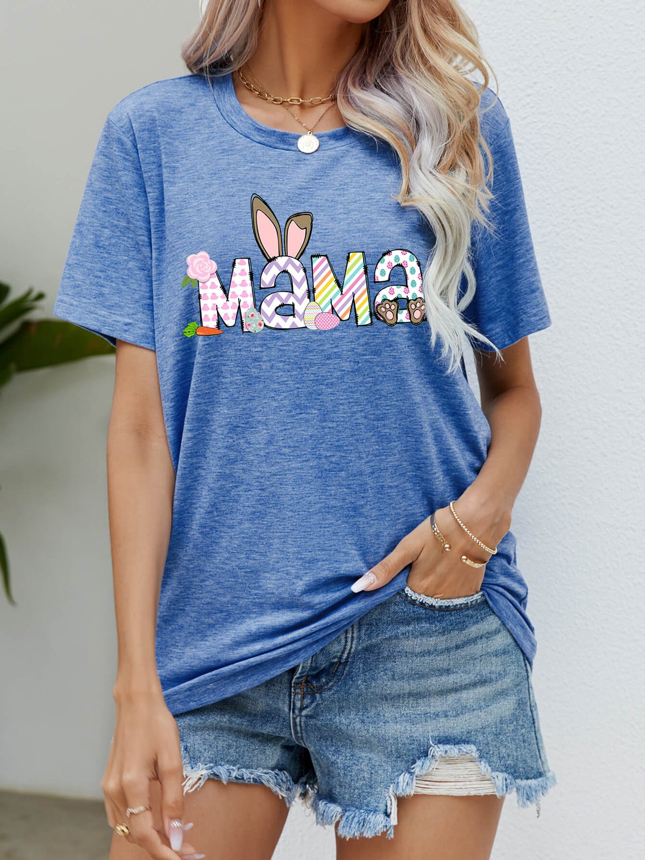 Easter MAMA Graphic Round Neck T-Shirt - T - 6 COLORS -