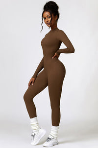 Thumbnail for Half Zip Long Sleeve Active Jumpsuit - T - 5 COLORS -