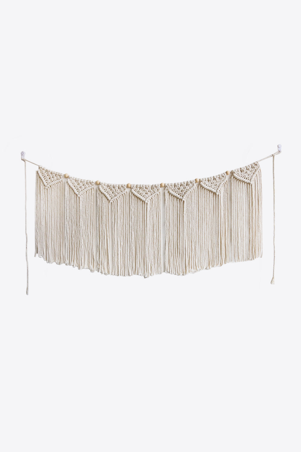 Fully Handmade Fringe Macrame Wall Hanging - 43.3" X 15.7" - T - 1 COLOR -