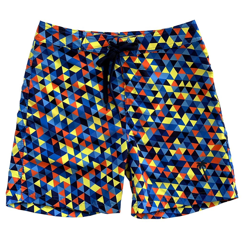 La Palma Eco-Beachwear Surf Geometric Blue 17" Boardshorts - 1 COLOR -