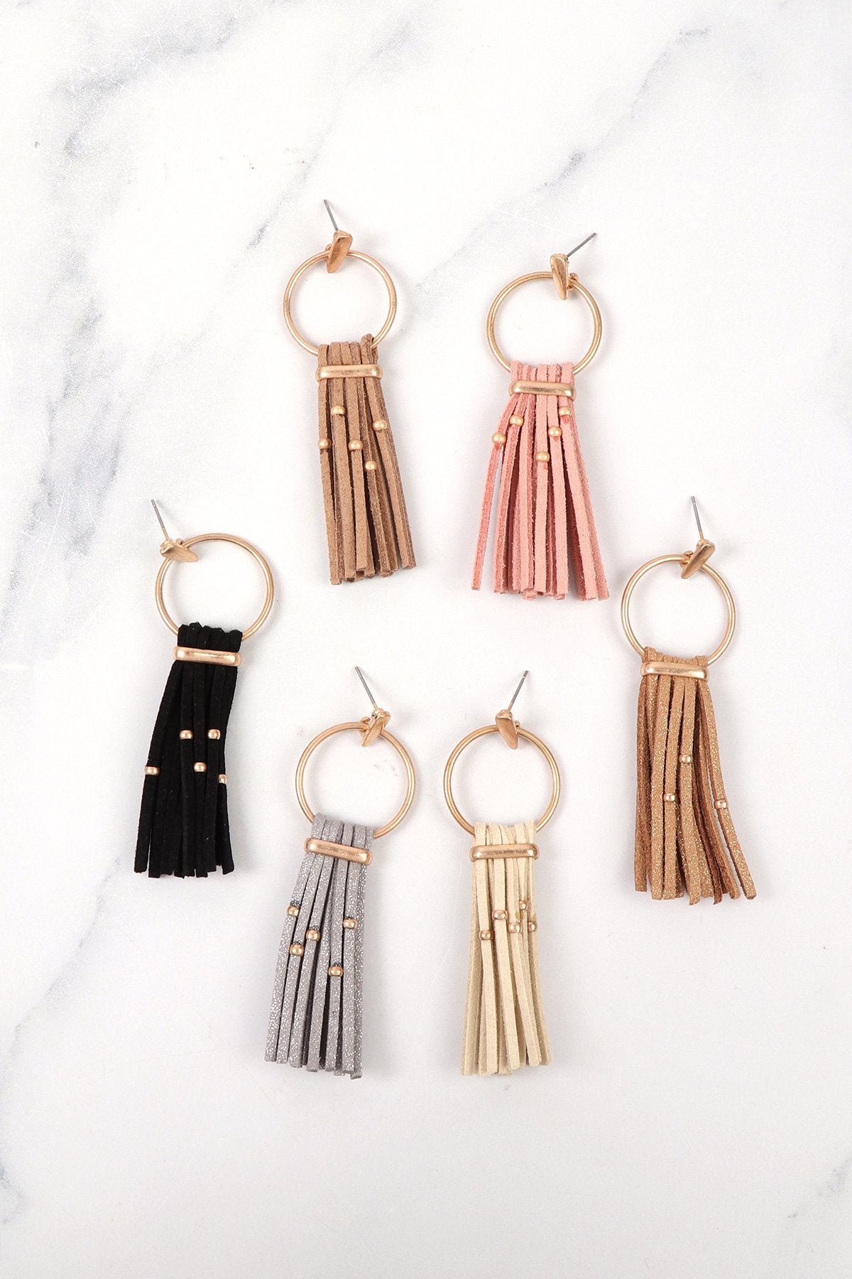 Suede Tassel Post Earrings - 6 COLORS -