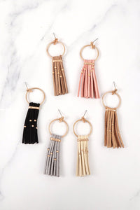 Thumbnail for Suede Tassel Post Earrings - 6 COLORS -