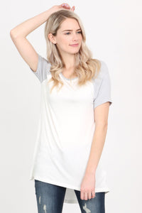 Thumbnail for Riah Fashion - Short Sleeve Raglan Top - 4 COLORS -